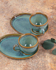 Set de 2 Tazas con Plato | Colección Plana Caribe