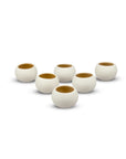 Set de 6 Mezcaleros de Cerámica Blanco con Mostaza