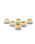 Set de 6 Mezcaleros de Cerámica Blanco con Amarillo