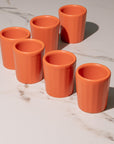 Set de 6 mezcaleros de Cerámica Naranja Mate