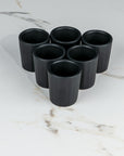 Set de 6 mezcaleros de Cerámica Negro Mate
