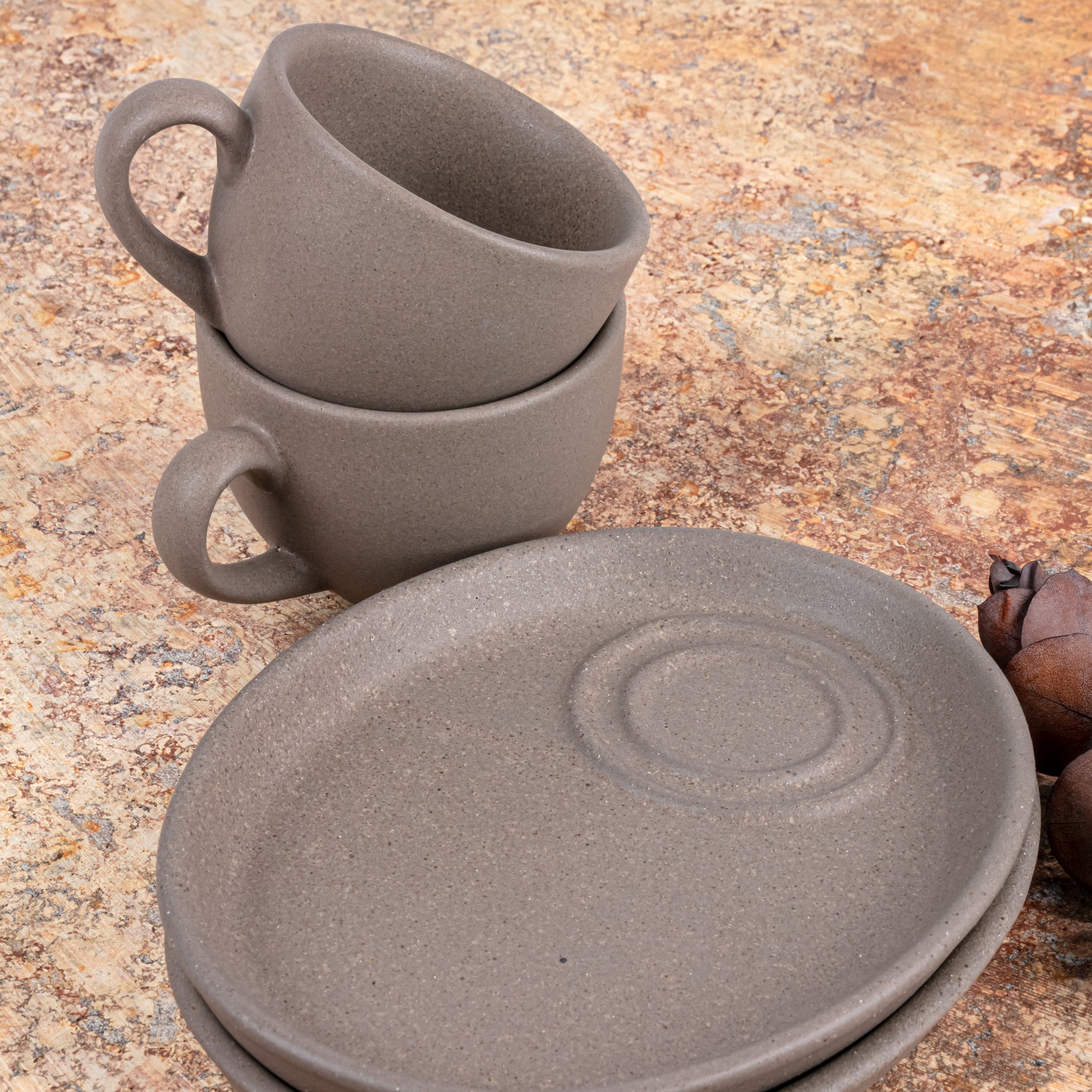 Set de 2 Tazas con Plato | Colección Eco-Ceramics