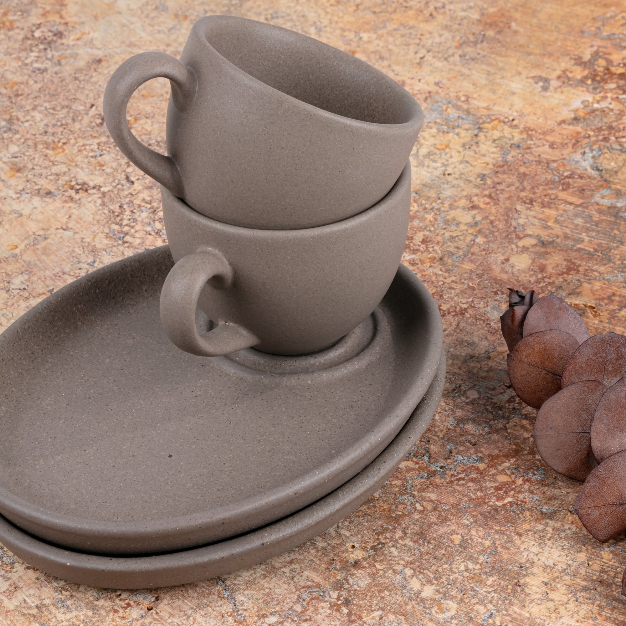 Set de 2 Tazas con Plato | Colección Eco-Ceramics
