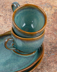 Set de 2 Tazas con Plato | Colección Plana Caribe