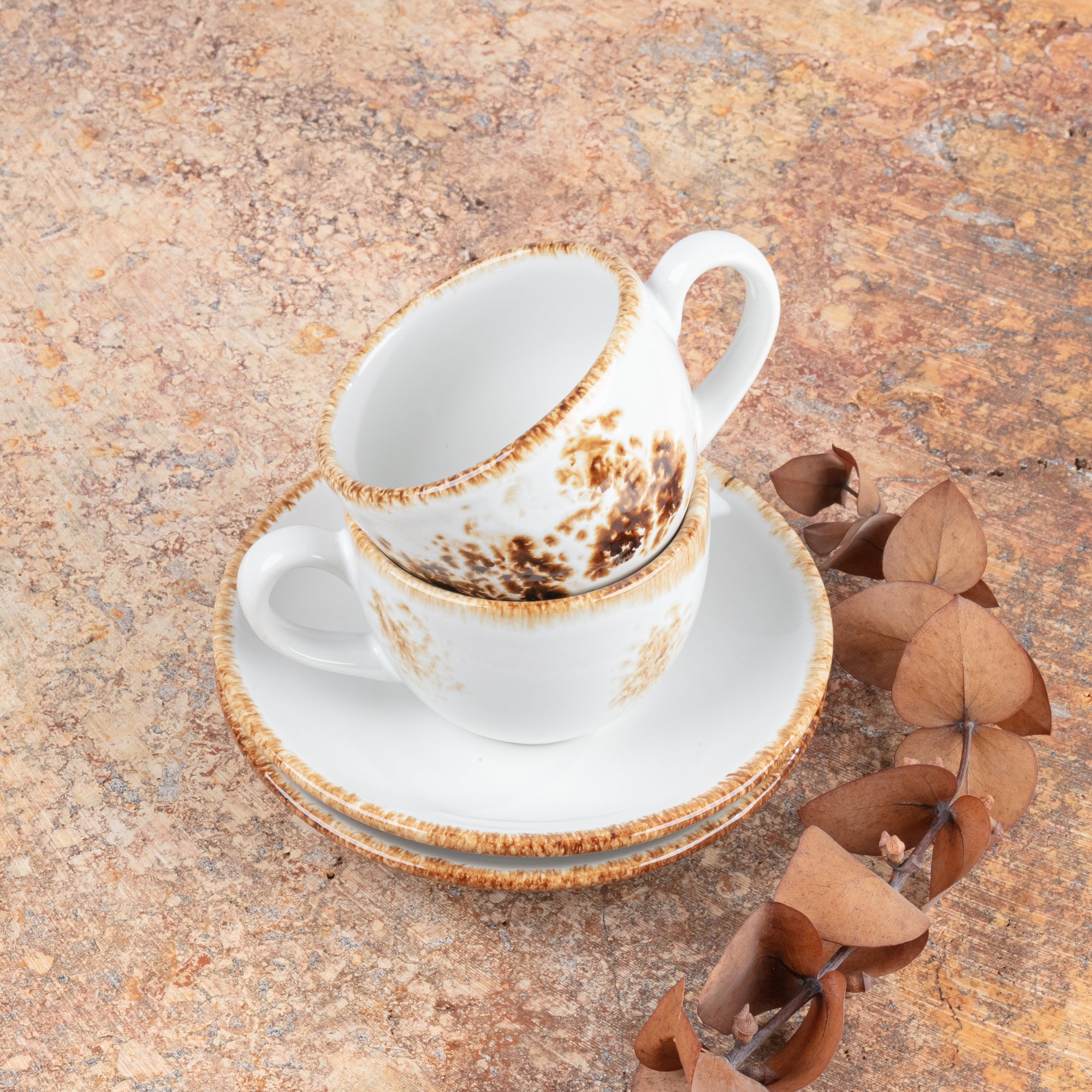 Set de 2 Tazas con Plato | Colección Artisan