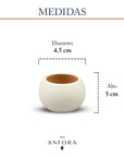 Set de 6 Mezcaleros de Cerámica Blanco con Mostaza
