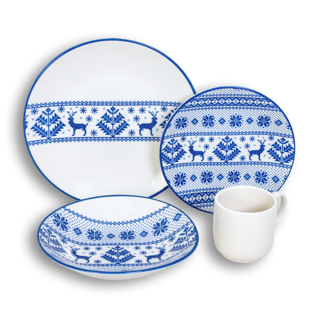 Vajilla de Porcelana 16 pz | Reno navideño