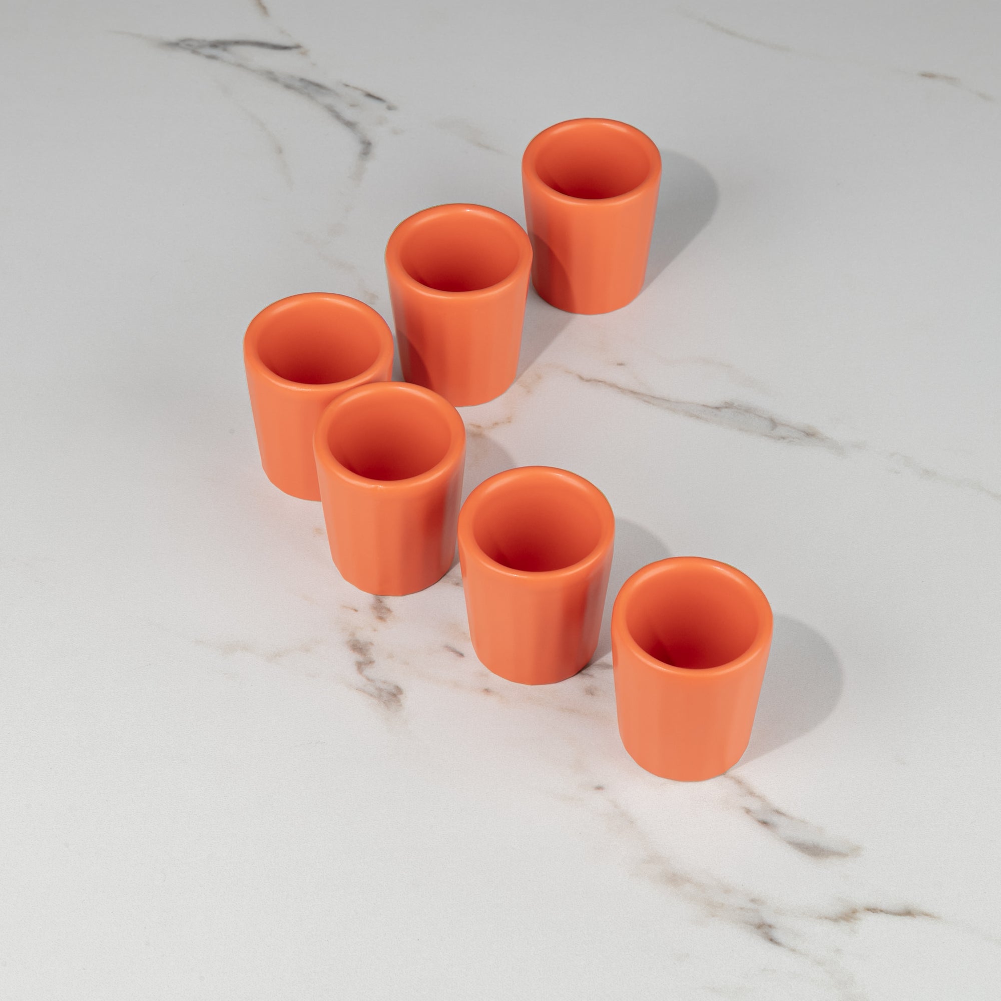 Set de 6 mezcaleros de Cerámica Naranja Mate