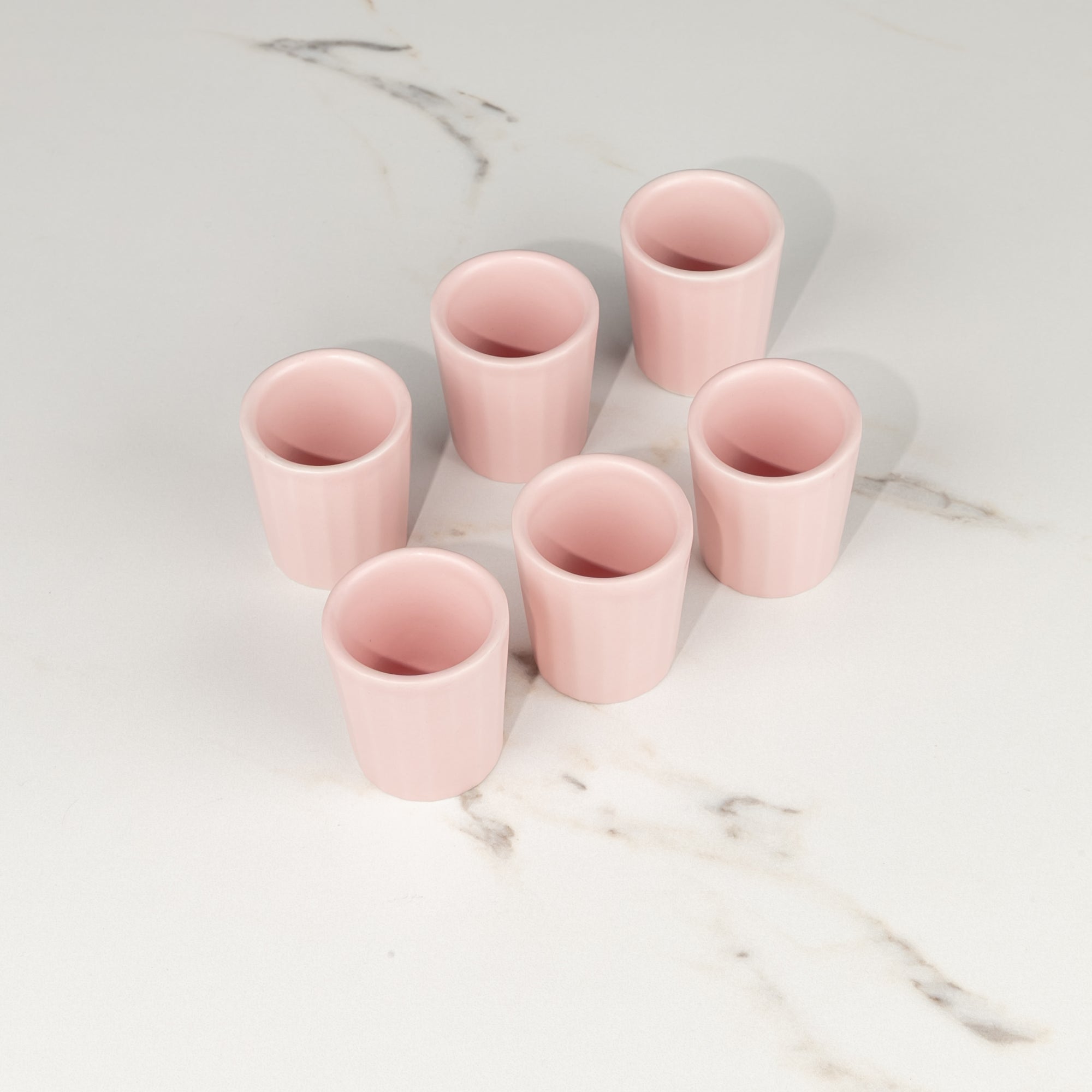 Set de 6 mezcaleros de Cerámica Rosa Mate