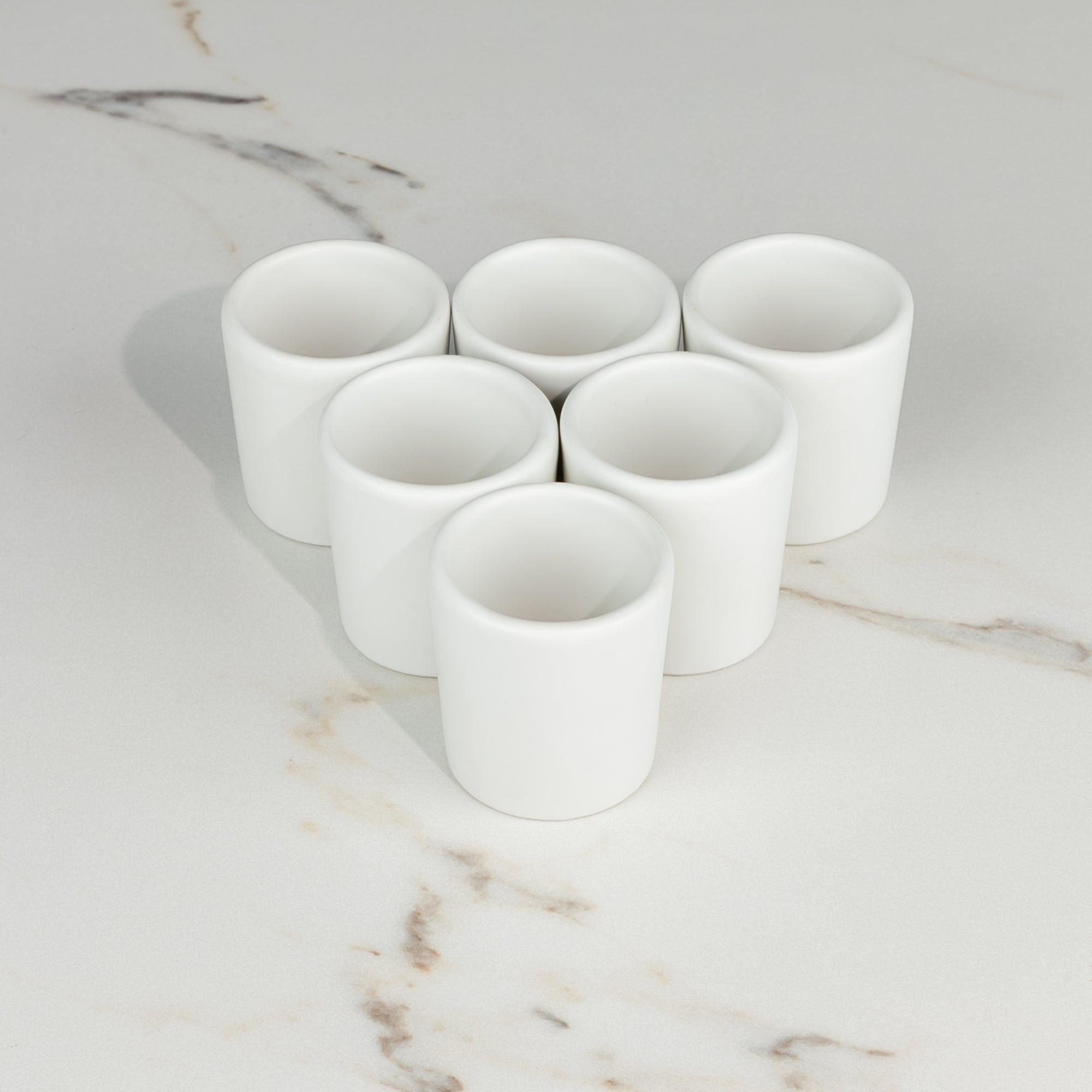 Set de 6 mezcaleros de Cerámica Blanco Mate