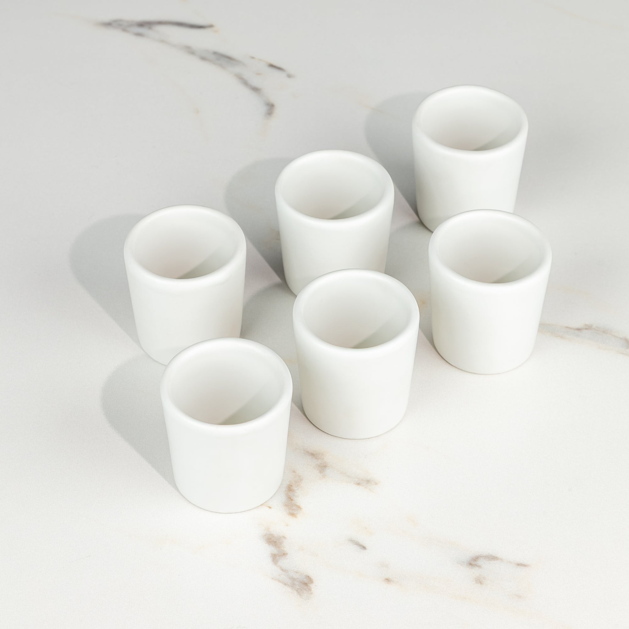 Set de 6 mezcaleros de Cerámica Blanco Mate