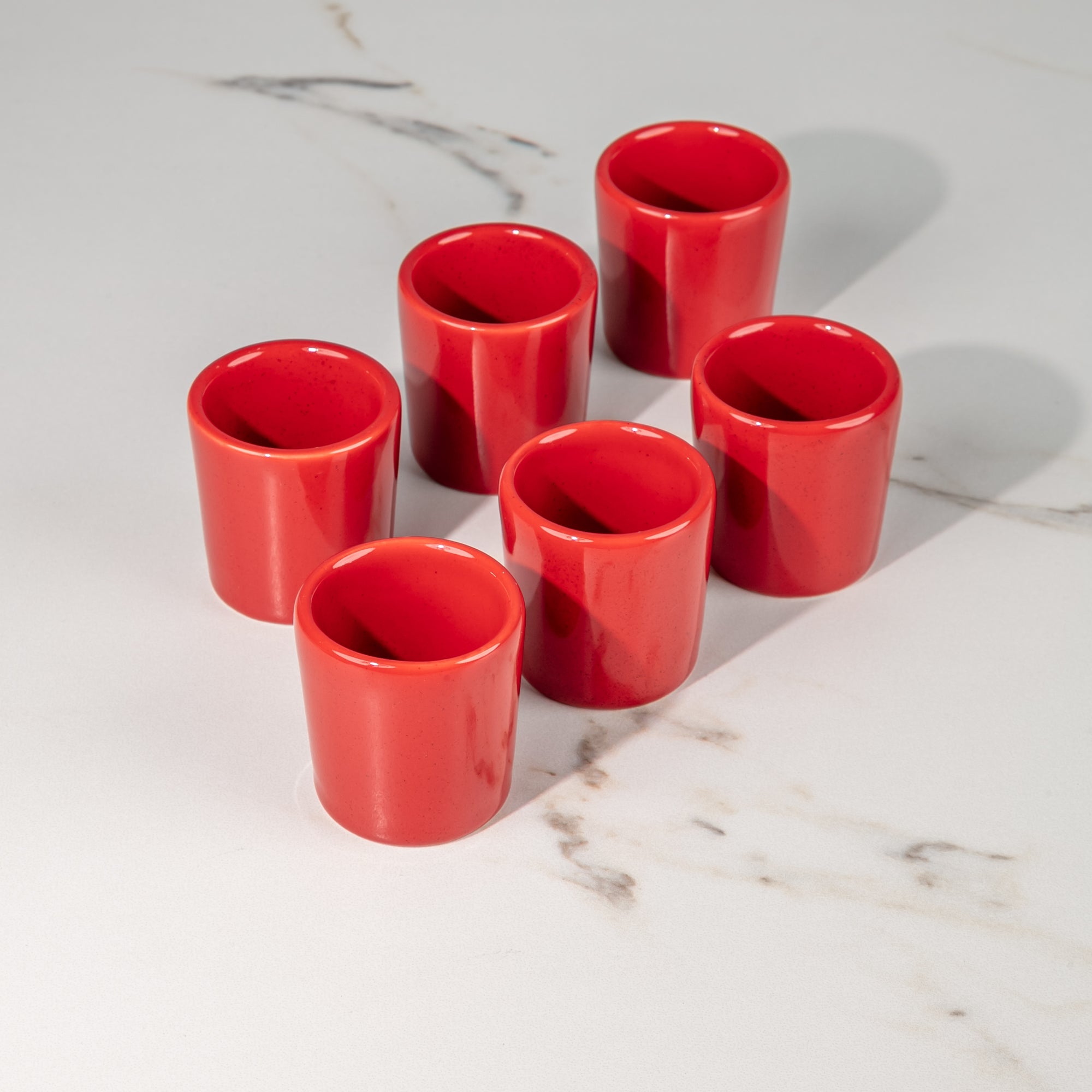 Set de 6 mezcaleros de Cerámica Rojo Brillante