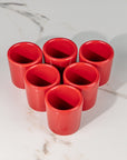 Set de 6 mezcaleros de Cerámica Rojo Brillante