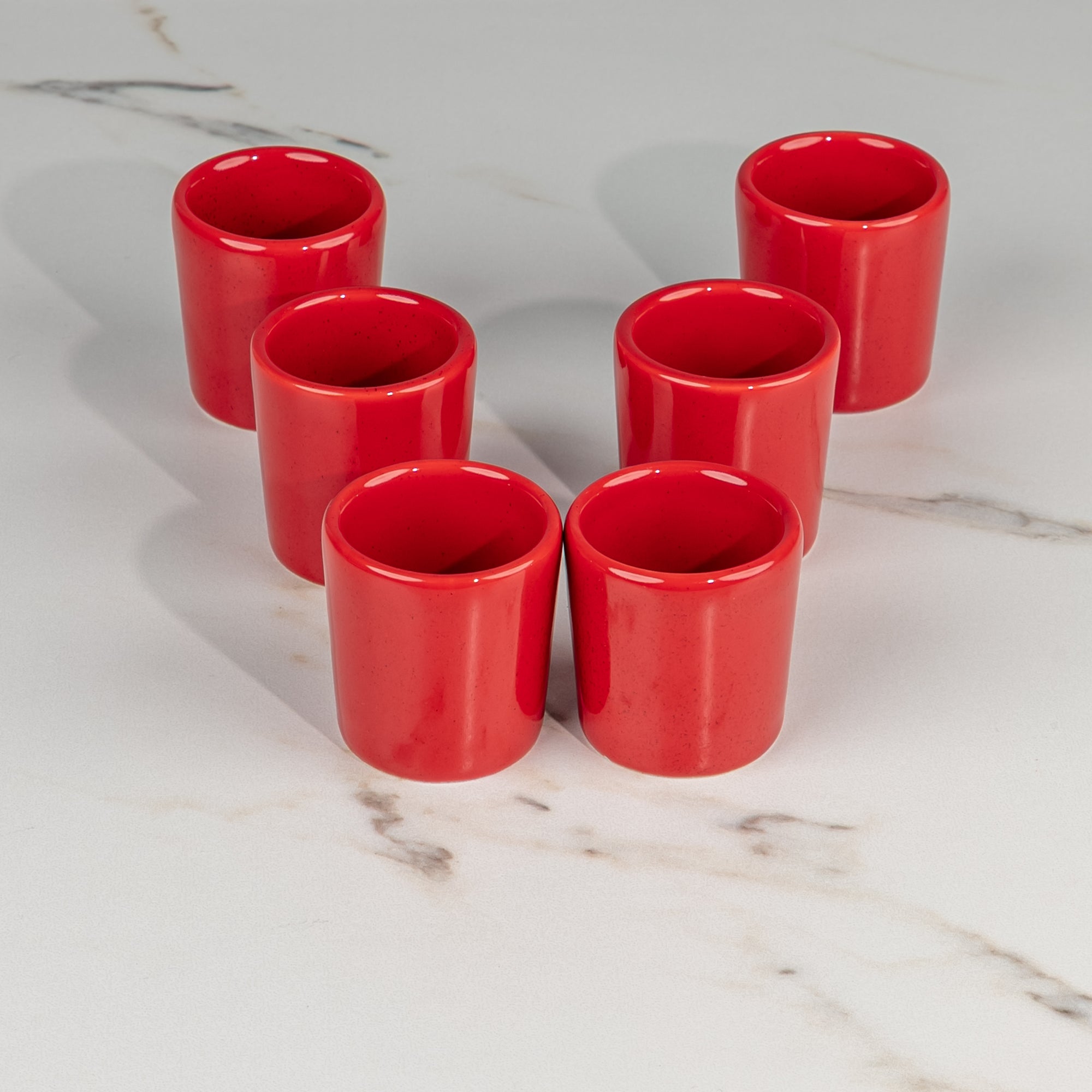 Set de 6 mezcaleros de Cerámica Rojo Brillante