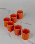 Set de 6 mezcaleros de Cerámica Naranja Mate