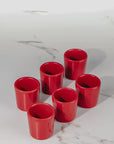 Set de 6 mezcaleros de Cerámica Rojo Brillante