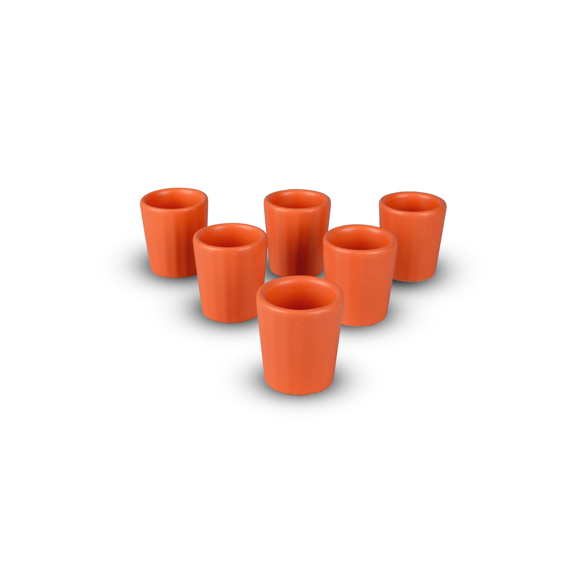 Set de 6 mezcaleros de Cerámica Naranja Mate