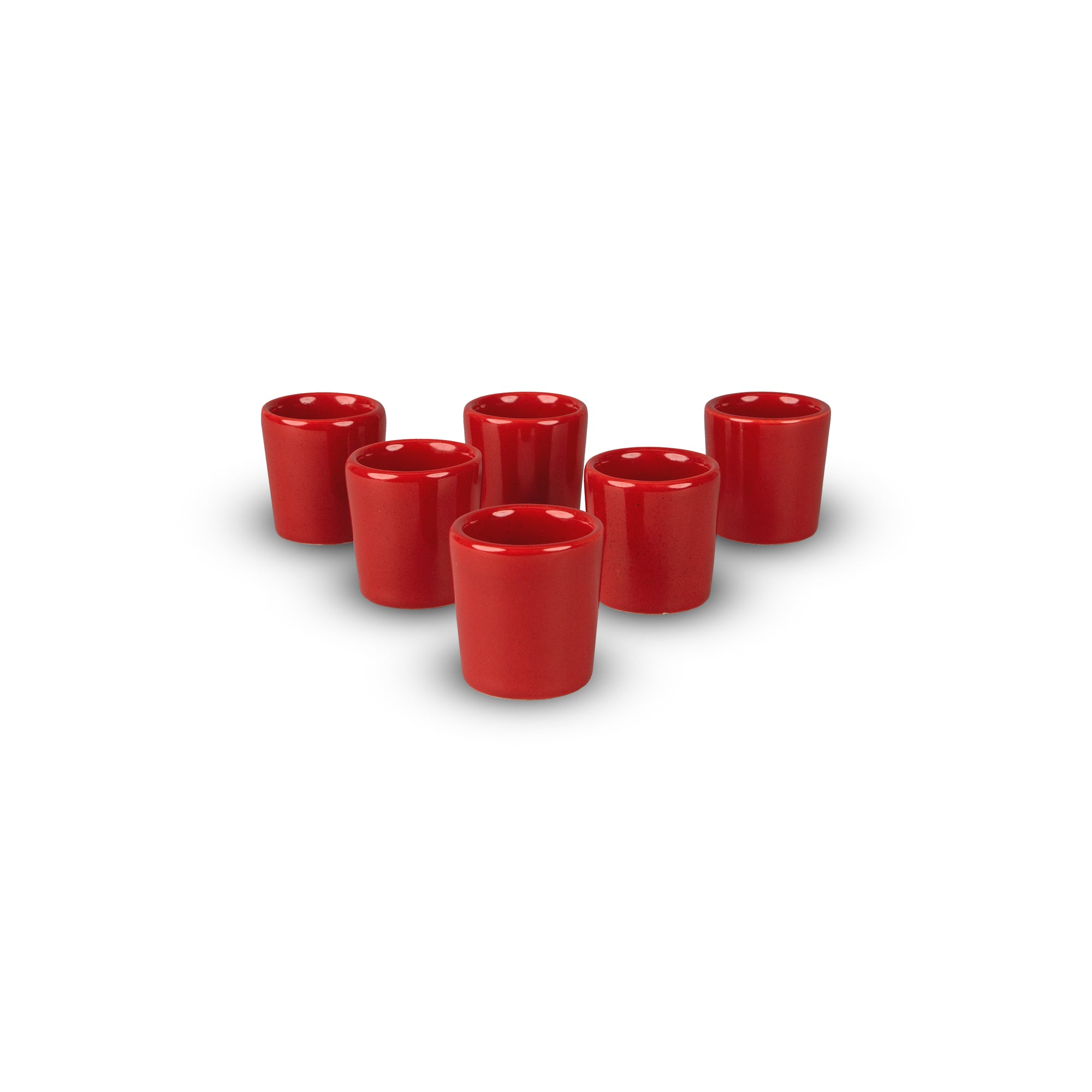 Set de 6 mezcaleros de Cerámica Rojo Brillante